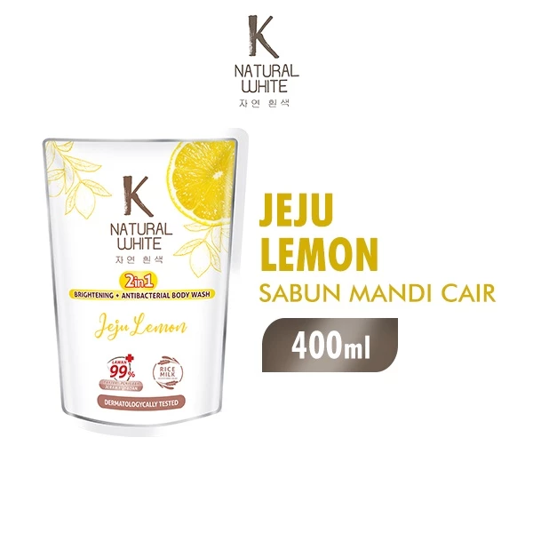 K Natural White Sabun Mandi Cair Brightening Jeju Lemon Pouch 400 ml