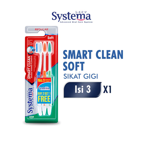 Systema Sikat Gigi Smart Clean 3 Pcs Bulu Lembut