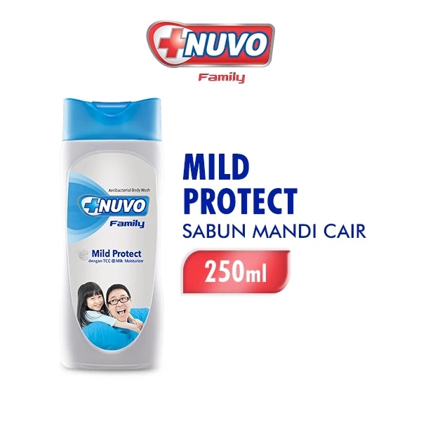 Nuvo Family Antibacterial Sabun Mandi Cair Biru Mild Protect Botol 250 ml