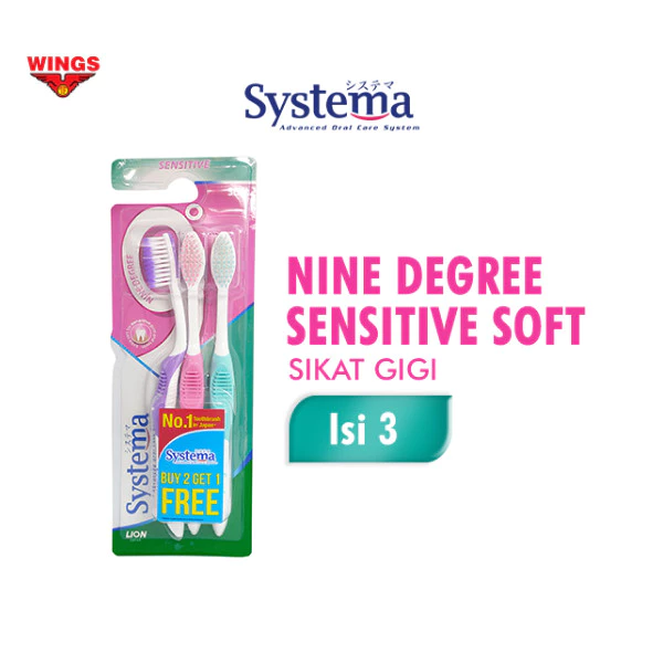 Systema Sikat Gigi 9 Degree Sensitive Kemasan Ekonomis Isi 3 Pcs