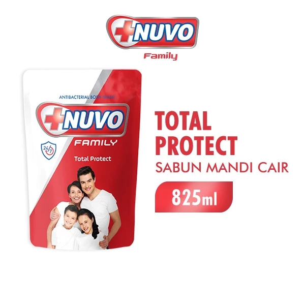 Nuvo Family Sabun Mandi Cair Merah Total Protect Pouch 825 ml