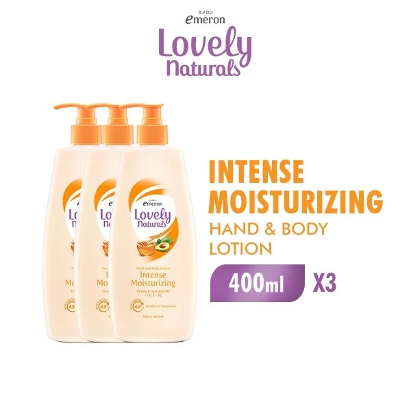 Emeron Lovely Naturals Hand & Body Lotion Intense Moisturizing 400 ml x3