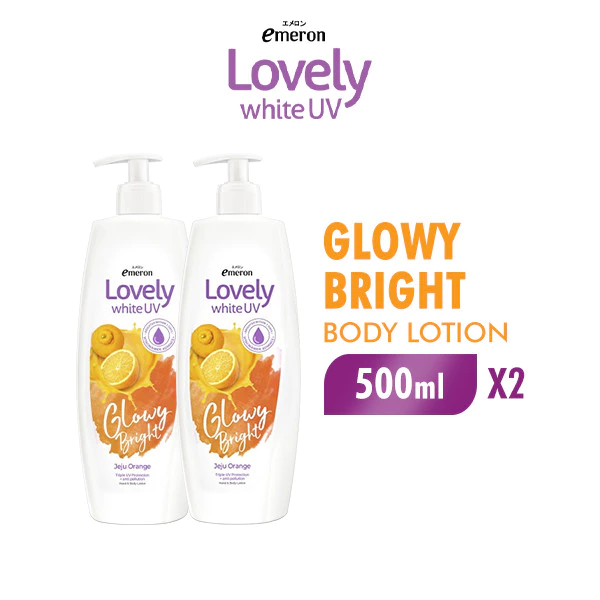 Emeron Lovely White Hand & Body Lotion UV Glowy Bright 500 ml x2