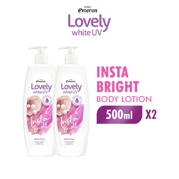 Emeron Lovely White Hand & Body Lotion Moisturizing UV Insta Bright 500 ml x2