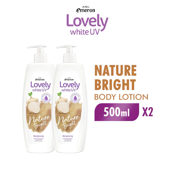 Emeron Lovely White Hand & Body Lotion Moisturizing UV Nature Bright 500 ml x2