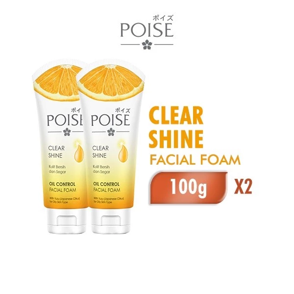 Poise Facial Foam Oil Control Sabun Cuci Muka Clearshine Tube 100 gr x2