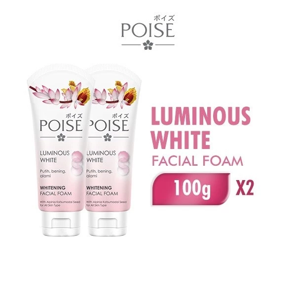 Poise Facial Foam Whitening Sabun Cuci Muka Luminous White Tube 100 gr x2