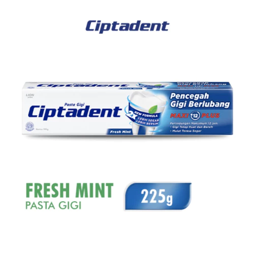 Ciptadent Pasta Gigi Maxi 12 Fresh Mint Tube Plus Jumbo 225 gr