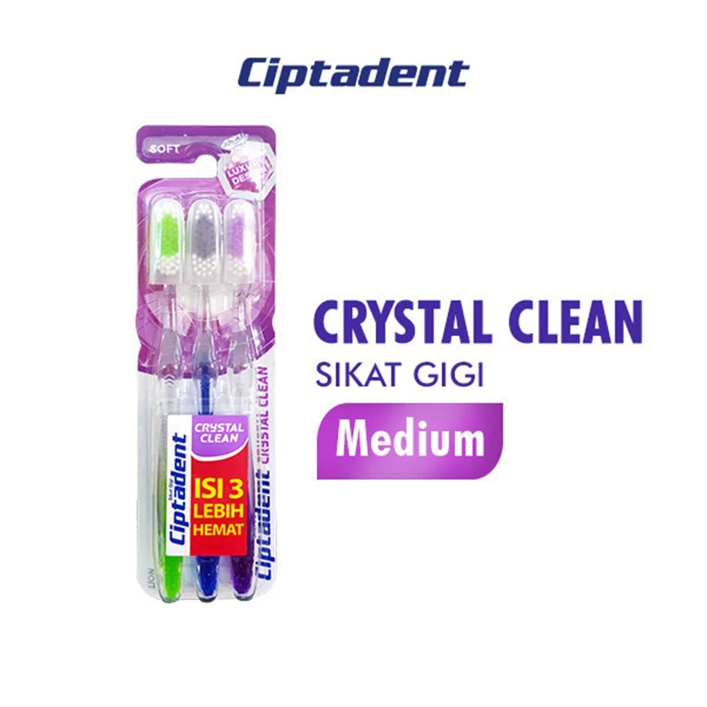 Ciptadent Sikat Gigi Crystal Clean Medium Kotak Isi 3 Pcs
