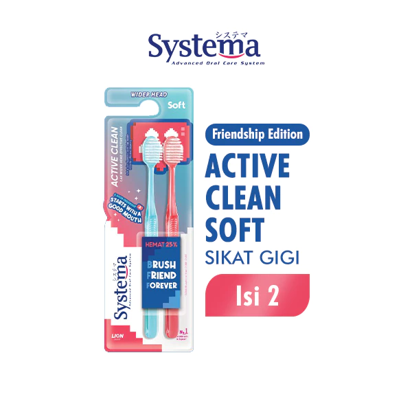 Systema Sikat Gigi Active Clean Soft Pack Isi 2 Pcs