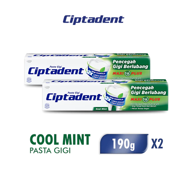 Ciptadent Pasta Gigi Maxi 12 Cool Mint Tube 190 gr x2