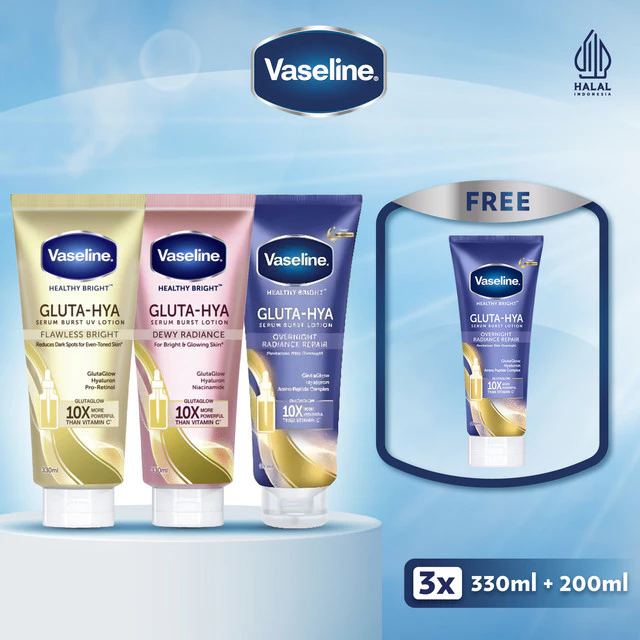 Buy Vaseline Glowing Gluta-Hya 330ml Pack Free Vaseline Gluta-Hya Overnight 200ml
