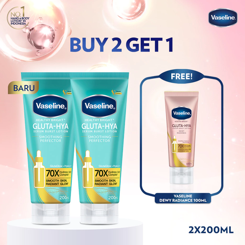 Buy 2 Vaseline Gluta Hya Smoothing 200ml Get FREE Vaseline Gluta Hya Dewy Radiance 100ml