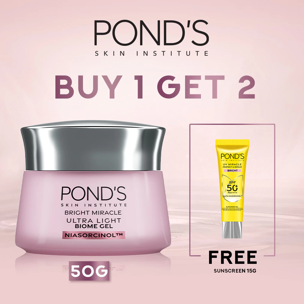 [HARGA SPESIAL] Buy PONDs Ultra Light Biome Gel Brightening Moisturizer 50gr Free PONDS UV Miracle Bright SPF 50 15gr