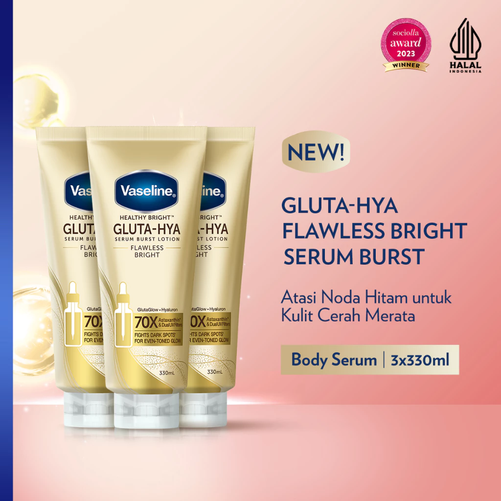 VASELINE Gluta-Hya Body Serum Flawless Bright 330 mL x3