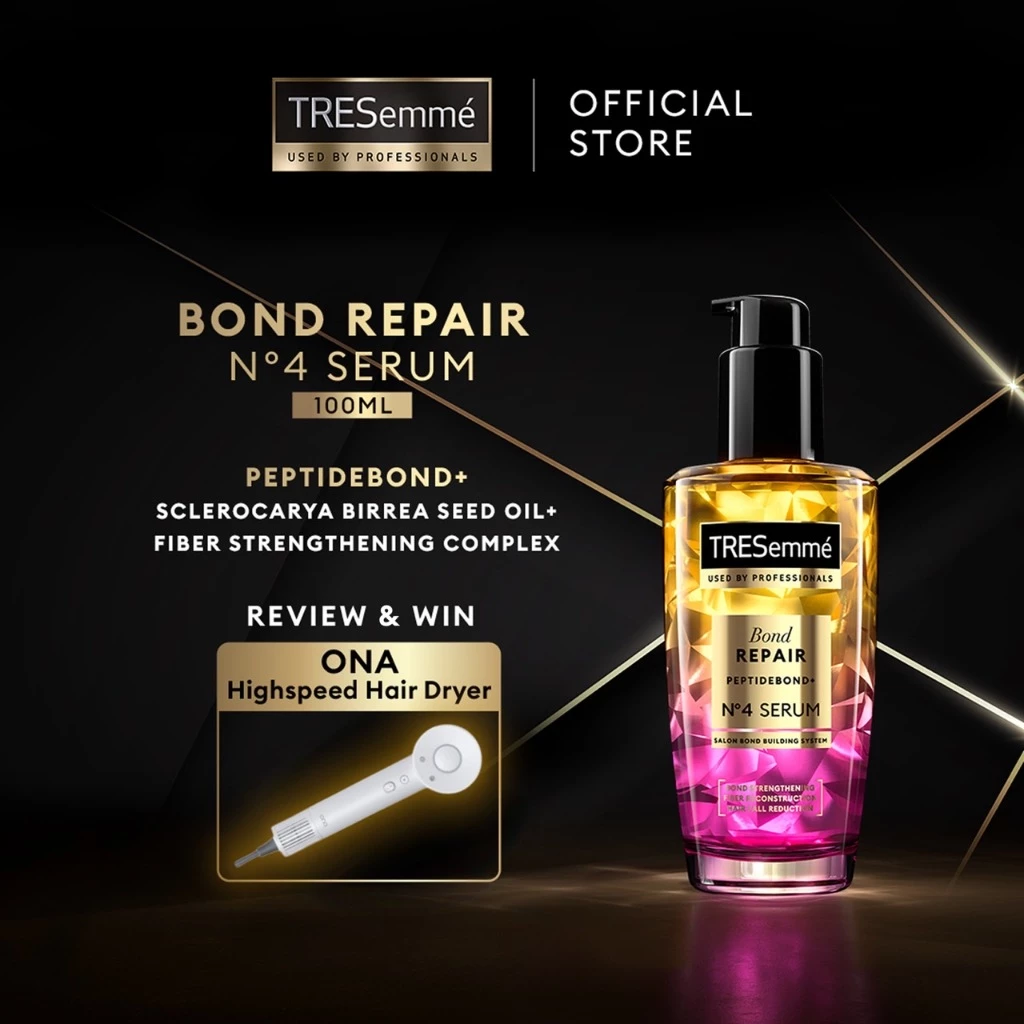 TRESemme Bond Repair Serum (100ml) dengan PeptideBond+ Sclerocarya Birrea Seed Oil+ FIBER STRENGTHENING Complex Hair Oil Perawatan Rambut Lembut Ala Salon