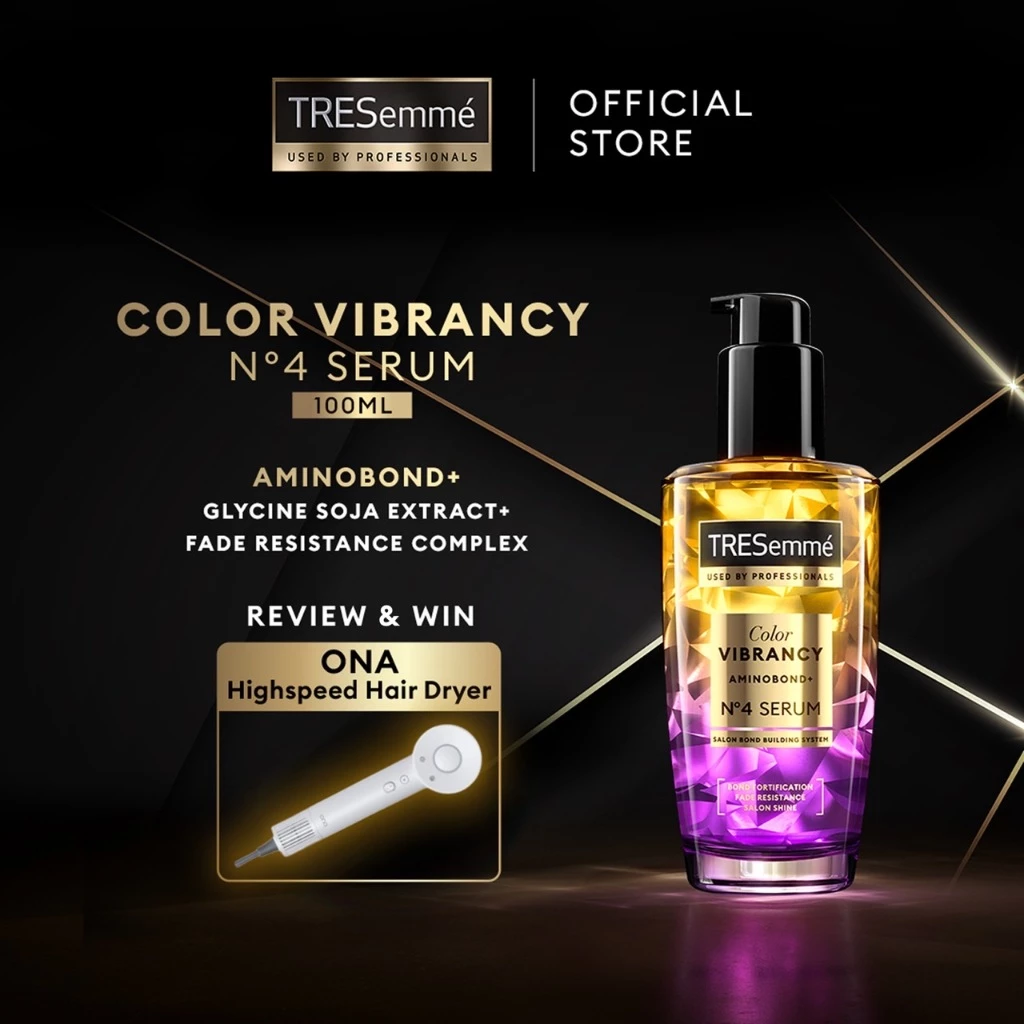 TRESemme Color VIbrancy Hair Serum (100ml) dengan AminoBond+ Glycine Soja Extract+ FADE RESISTANCE Complex Hair Oil Perawatan Rambut Lembut Ala Salon