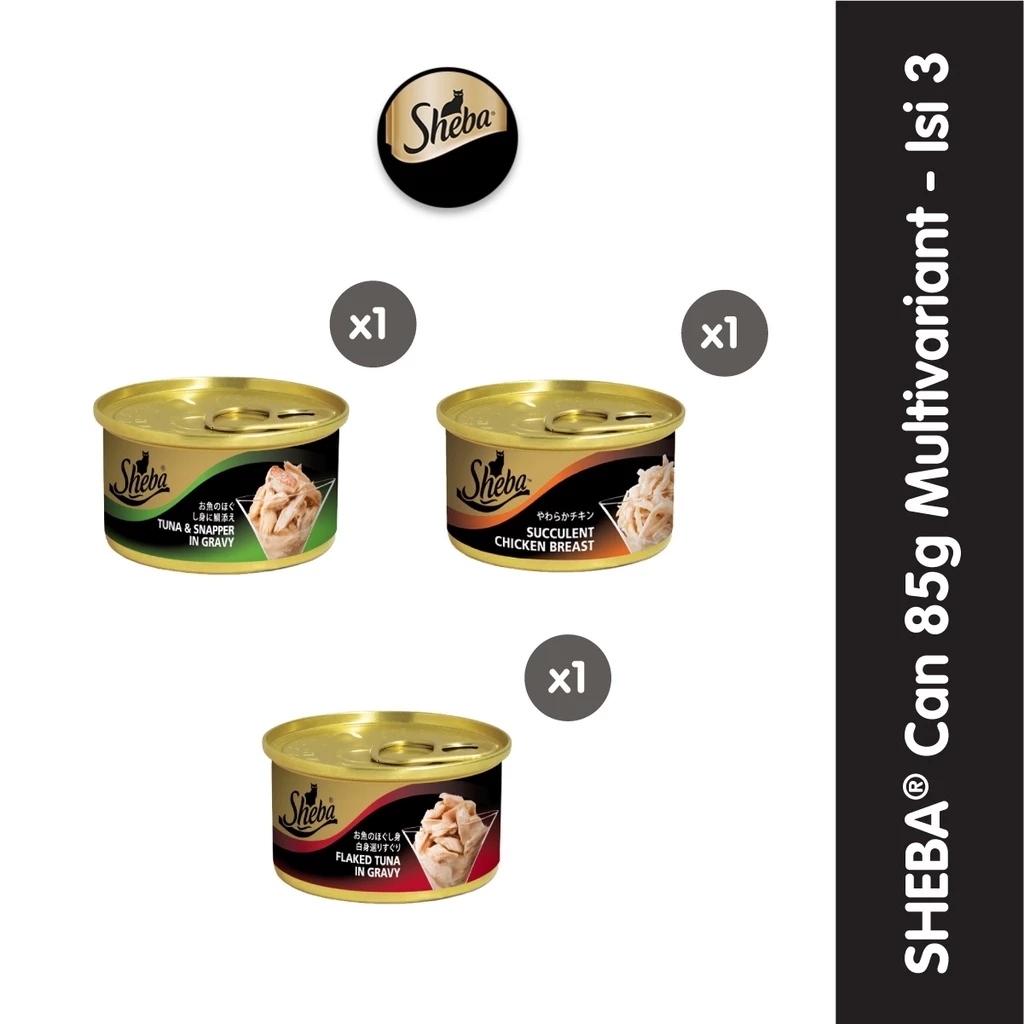 Sheba Can Makanan Kucing Basah Premium Multivariant 85 gr - Isi 3