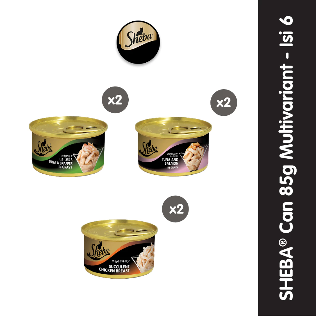 Sheba Can Makanan Kucing Basah Premium Multivariant 85 gr - Isi 6