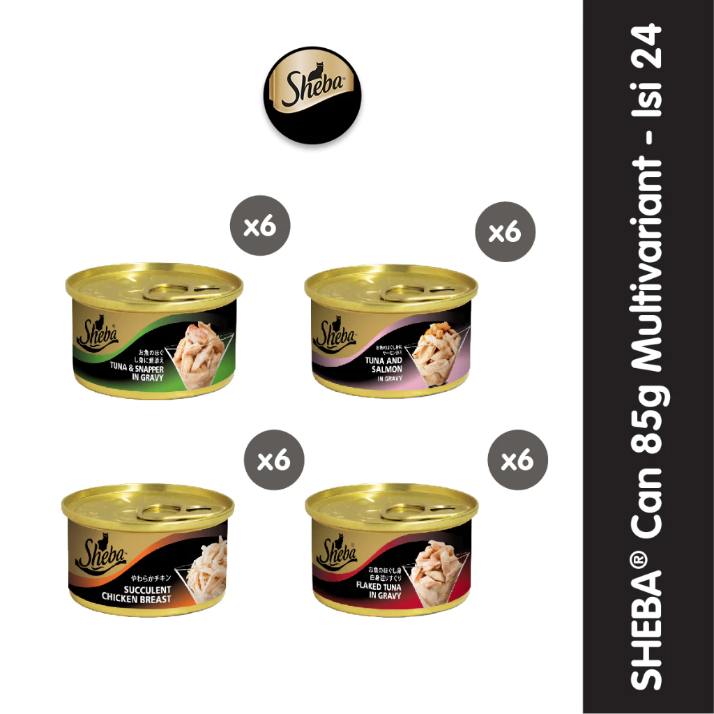 Sheba Can Makanan Kucing Basah Premium Multivariant 85 gr - Isi 24