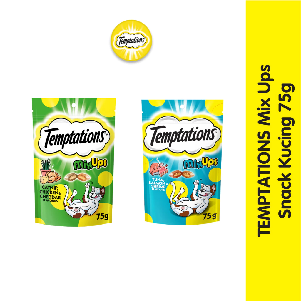TEMPTATIONS Mix Ups Snack Kucing Kering Berbagai Pilihan Rasa 75g