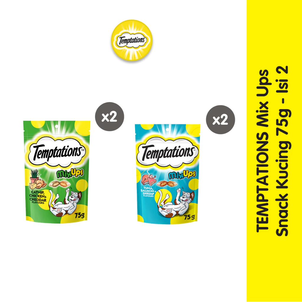 TEMPTATIONS Mix Ups Snack Kucing Kering Berbagai Pilihan Rasa 75g 2 Pack
