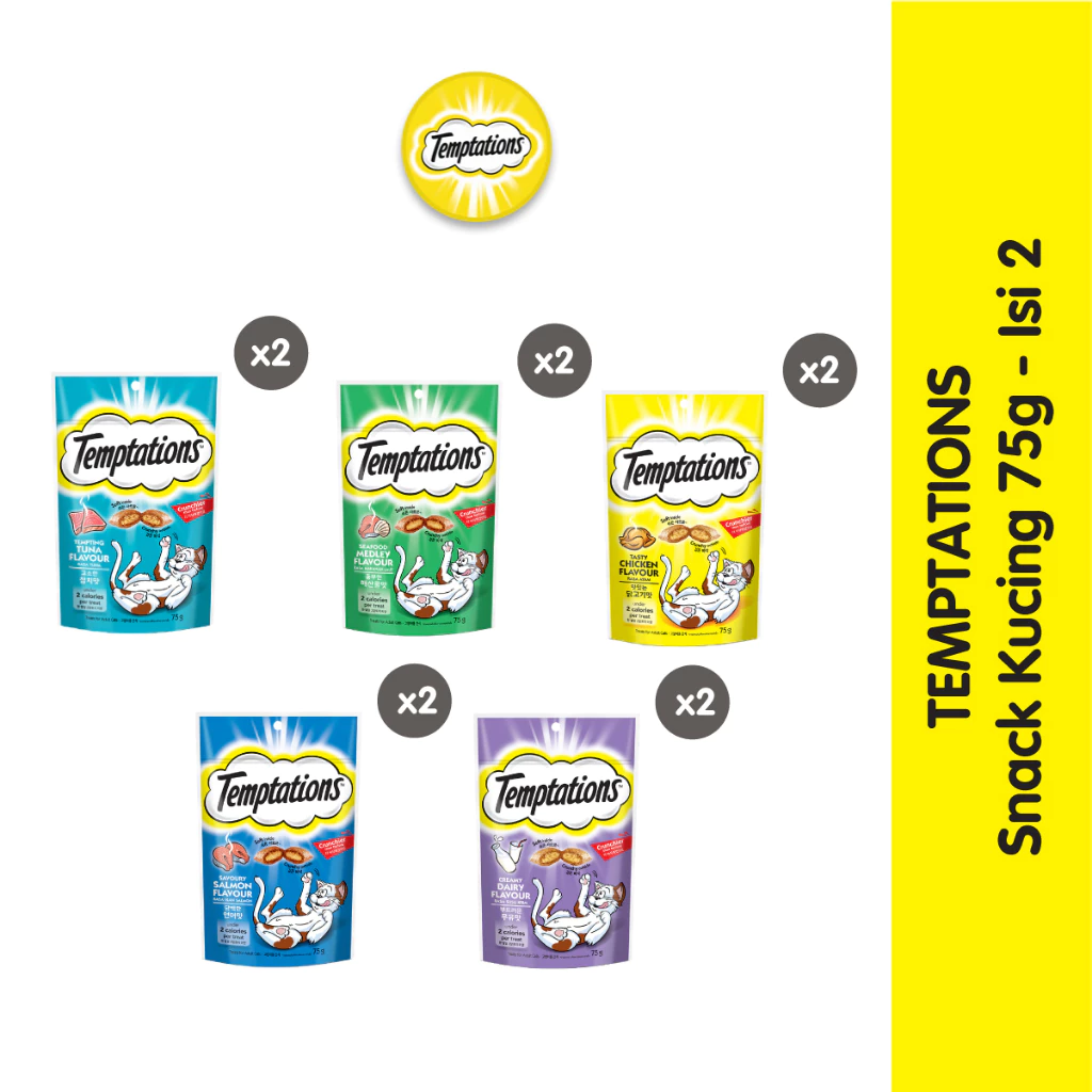 Temptations Snack Kucing 75 Gr - Isi 2