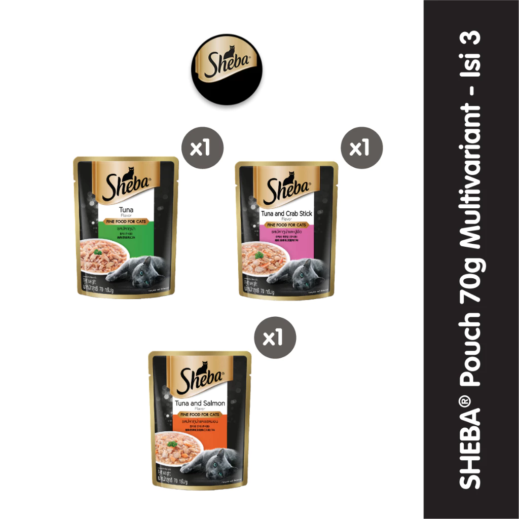 Sheba Pouch Makanan Kucing Basah Multivariant 70 gr - Isi 3