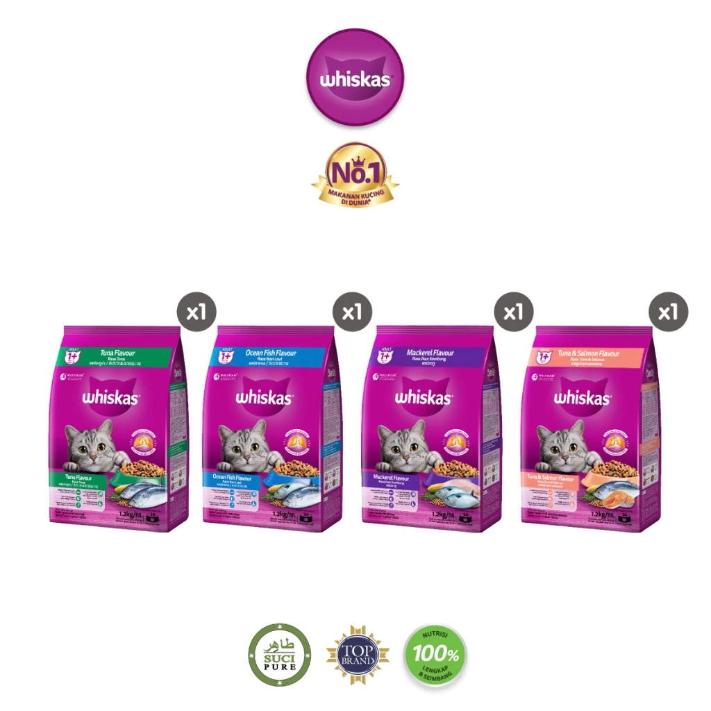 WHISKAS Makanan Kering untuk Kucing Dewasa Pilih Rasa 1.2kg