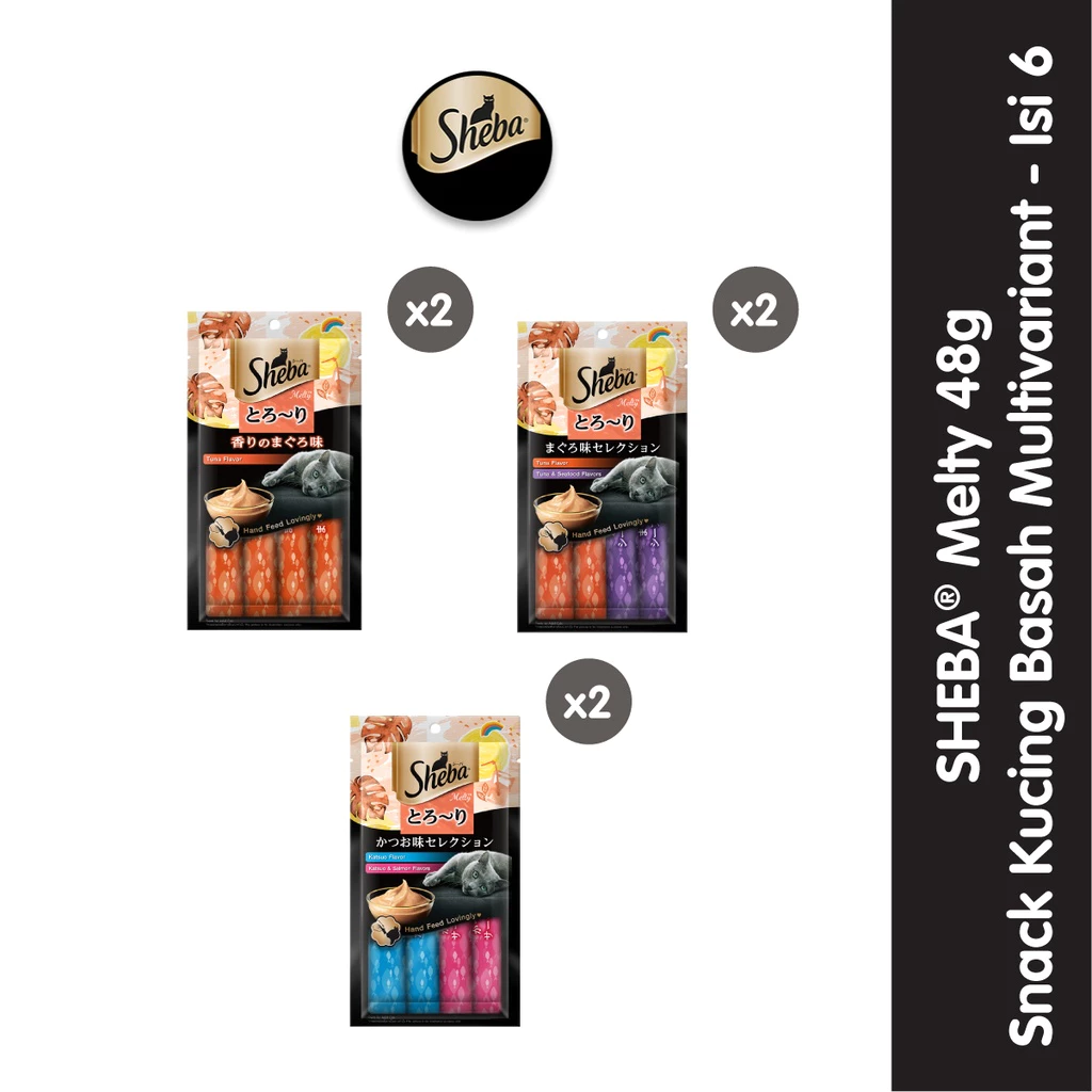 SHEBA Melty Snack Kucing Dewasa Multivariant 48g 6 Pack