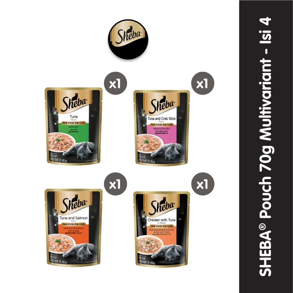 Sheba Pouch Makanan Kucing Basah Multivariant 70 gr - Isi 4