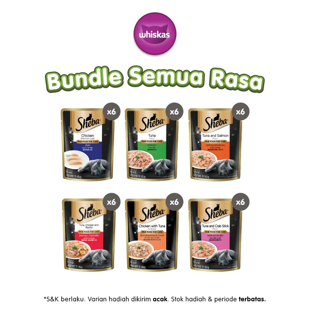Sheba Pouch Makanan Kucing Basah Premium Multivariant Semua Rasa 70 gr - Isi 36