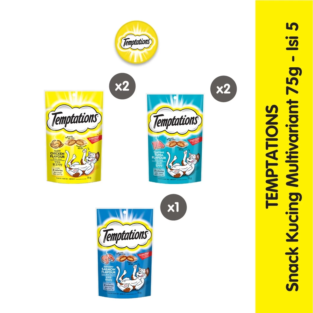 Temptations Snack Kucing Multivariant 75 Gr - Isi 5
