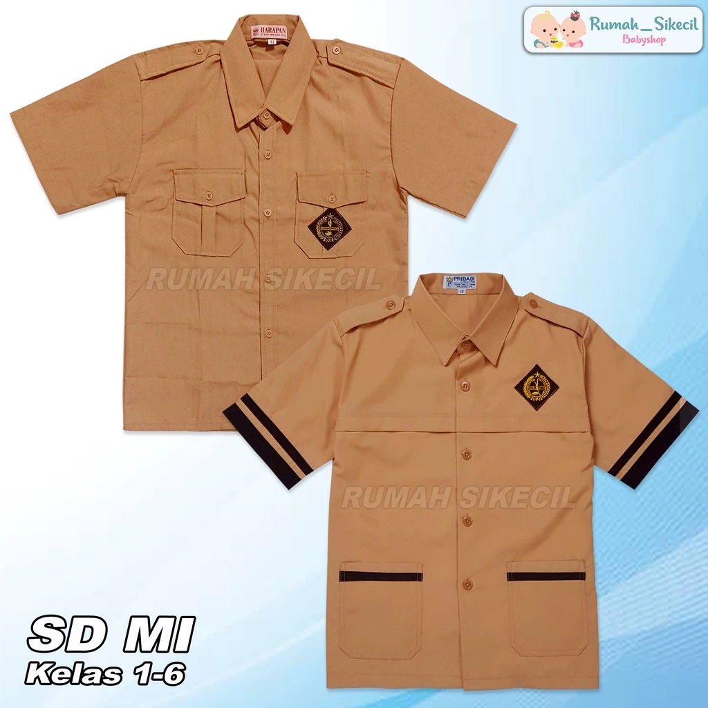 Baju Pramuka Lengan Pendek Anak Laki Cokelat Seragam Sekolah SD / Seragam SD Siaga Lengan Pendek Seragam Sekolah SD Seragam Pramuka