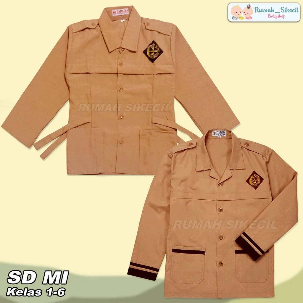 Seragam Pramuka Siaga Baju Seragam Pramuka Lengan Panjang / Baju Pramuka Tali Lengan Panjang SD Oxford Untuk Perempuan Wanita / Seragam Sekolah Baju Pramuka Wanita Model Tali Gesper Panjang SD