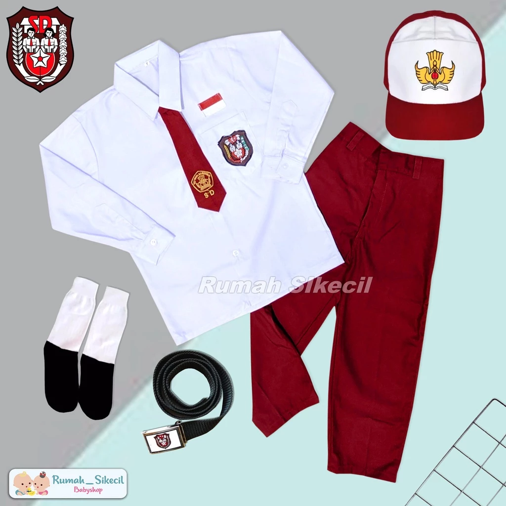 Set Lengkap Seragam Sekolah Laki Lengan Panjang Celana Panjang Kelas 1 2 3 4 5 6 SD / Seragam Sekolah SD Merah Putih Laki Lengkap Panjang / Setelan Super Lengkap Seragam Sekolah SD Laki Baju Panjang Celana Panjang / Setelan Super Lengkap Seragam Sekolah
