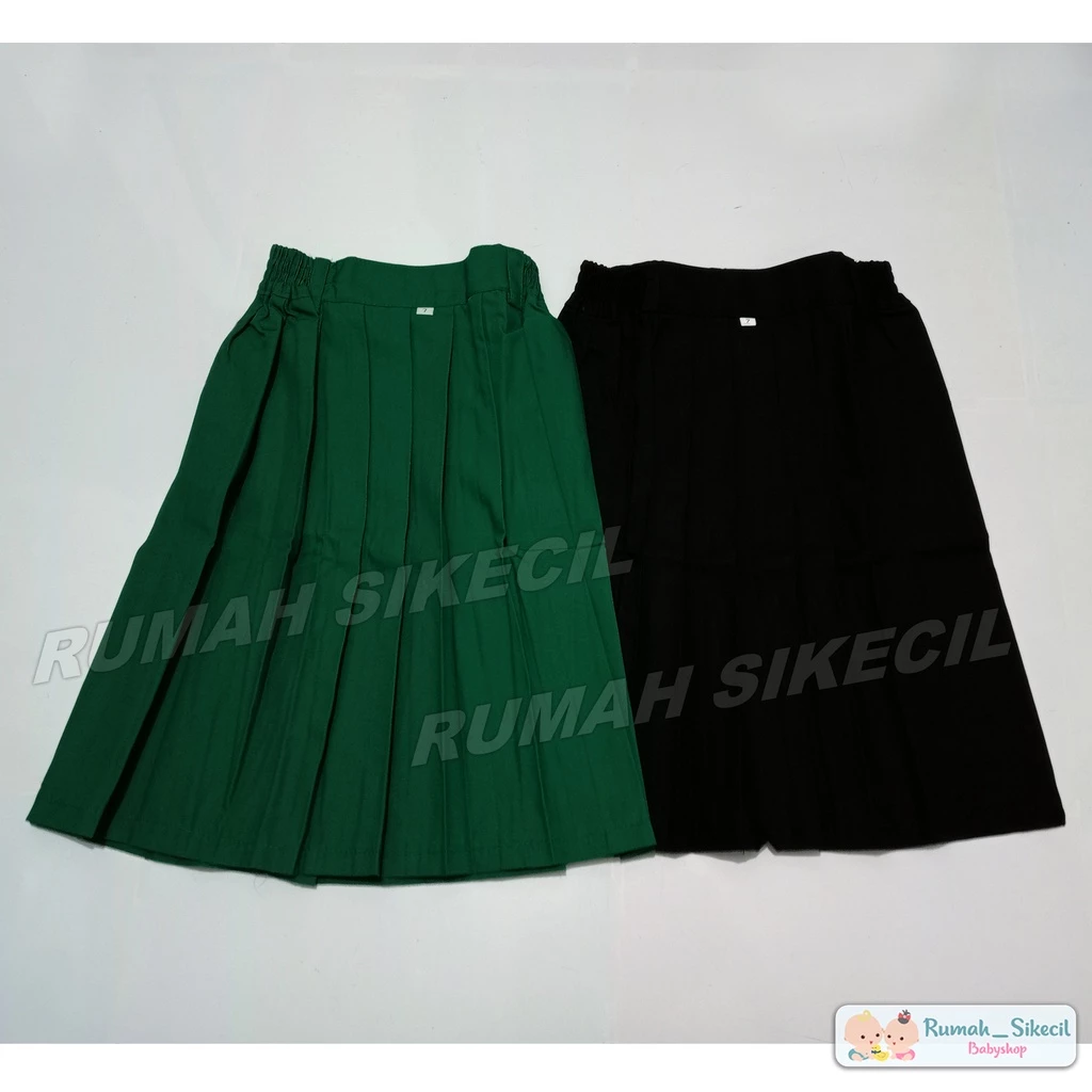 ROK PENDEK Sekolah SD Rok Rempel Perempuan Seragam Sekolah SD MI Warna Hijau Hitam