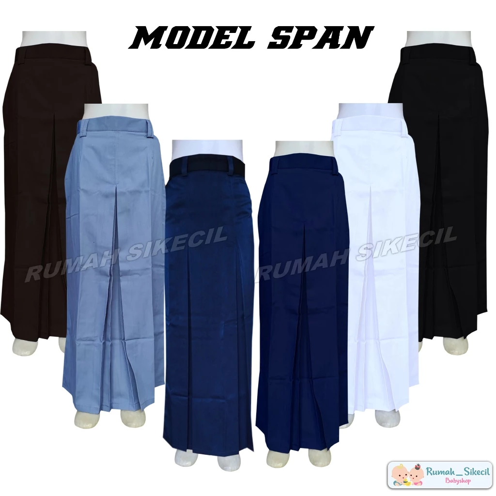 Rok SPAN BELAH Depan Sekolah Kerja Putih Hitam Abu SMA Biru SMP Coklat Pramuka