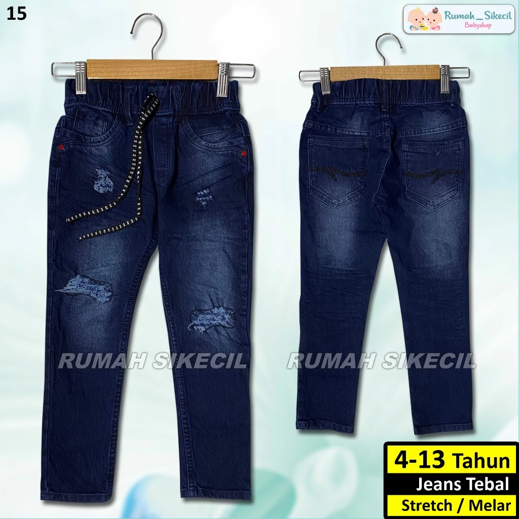 DCN-15  Celana jeans anak laki - laki panjang sobek usia 4-13 tahun terbaru terlaris termurah