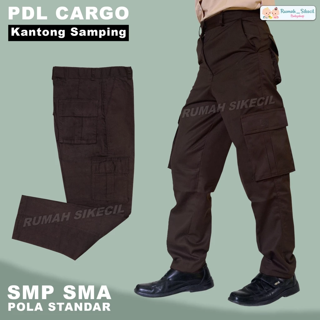 Celana PDL Cargo Pramuka SMP SMA MTS SMK Cokelat Celana Pramuka PDL Cargo Kantong Samping Saku 6 Seragam Sekolah