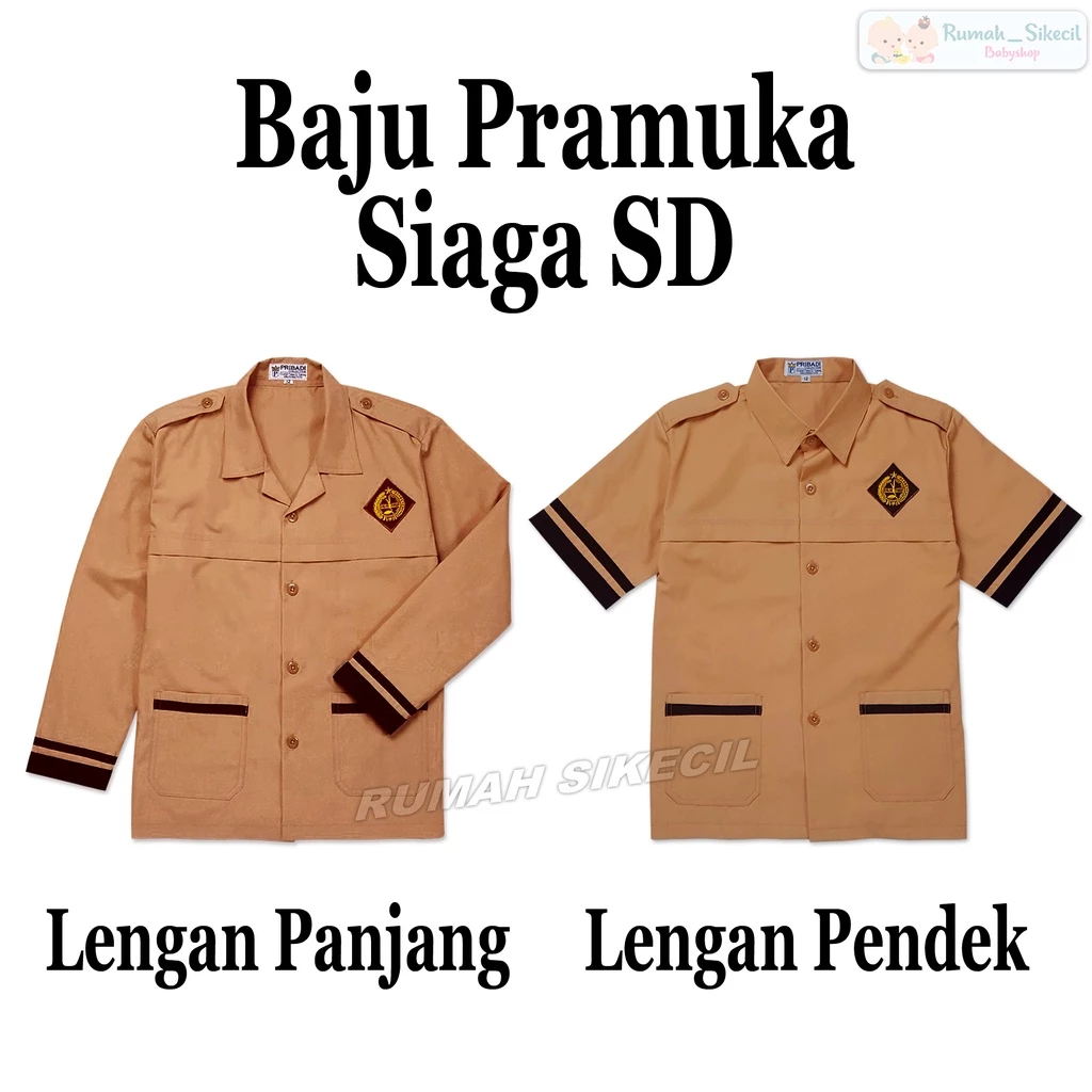 Baju Pramuka Siaga SD Full Kancing Anak Laki-laki Perempuan Unisex Kelas 1 SD Sampai Kelas 6 SD