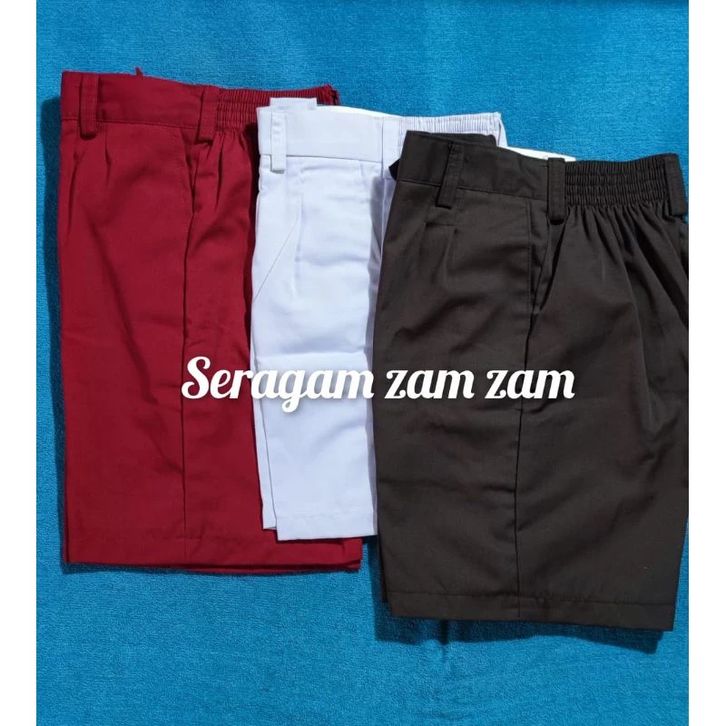 Seragam sd celana pendek merah ,putih, coklat