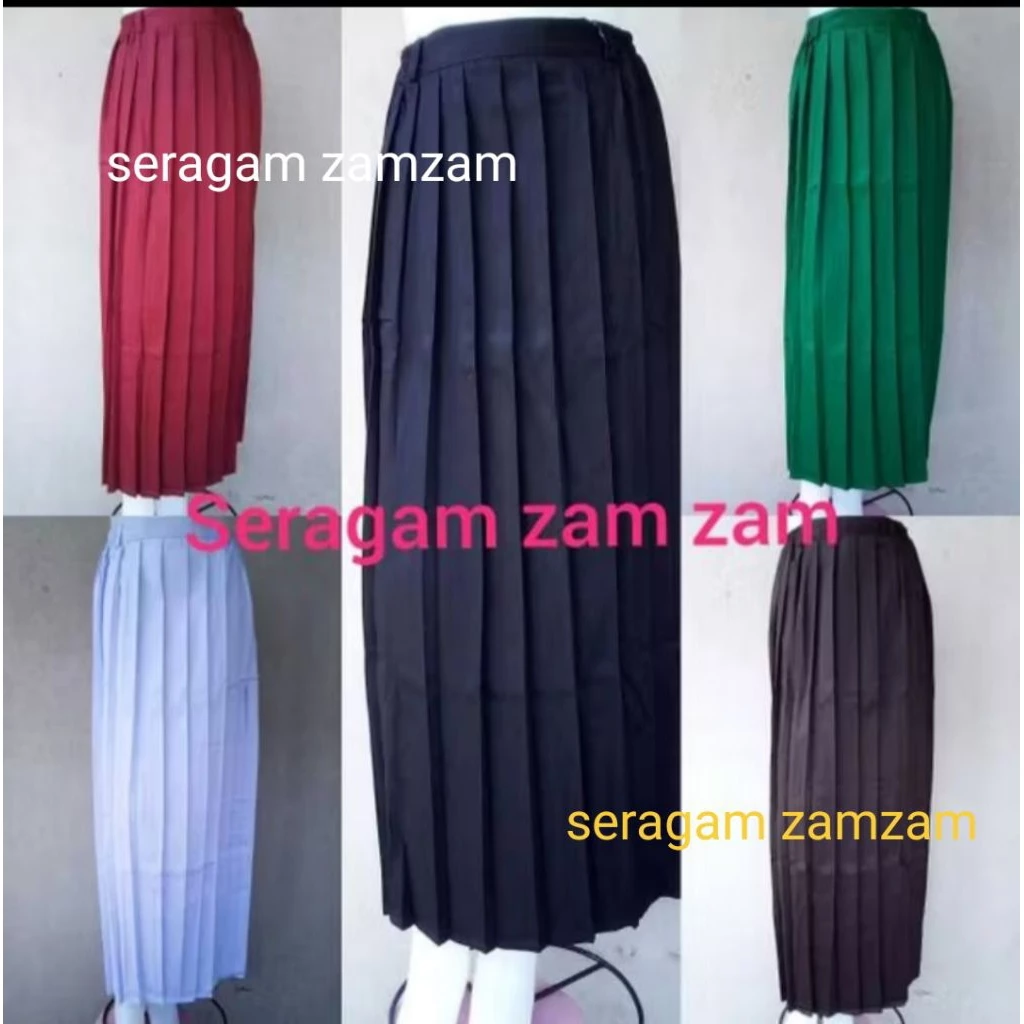 Seragam sd mi  rok panjang sd merah,coklat,putih,hitam,hijau seragm sekolah seragam sekolah sd