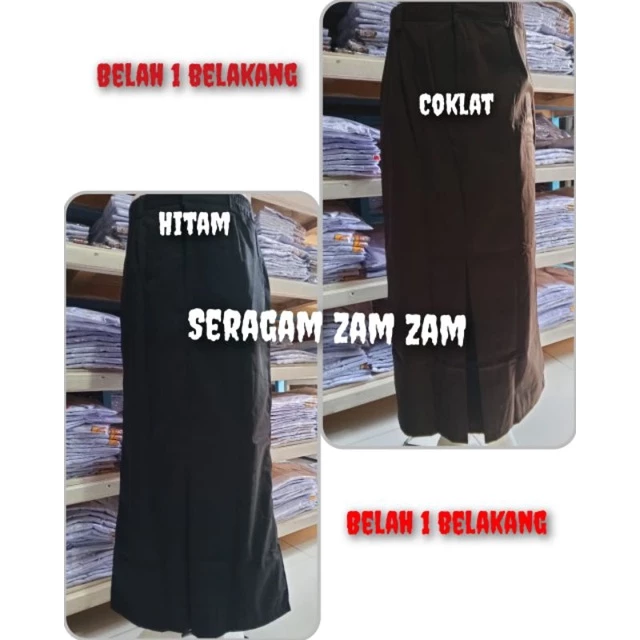 Seragam SMP SMA Rok Belah Belakang Hitam Coklat Drill Tebal