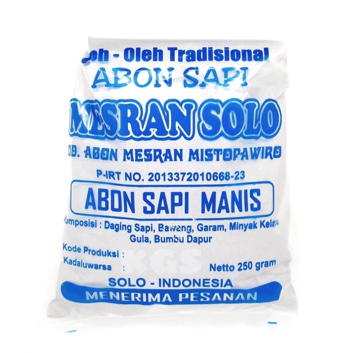 Abon Sapi Manis Mesran 250 Gr Halal Khas Solo