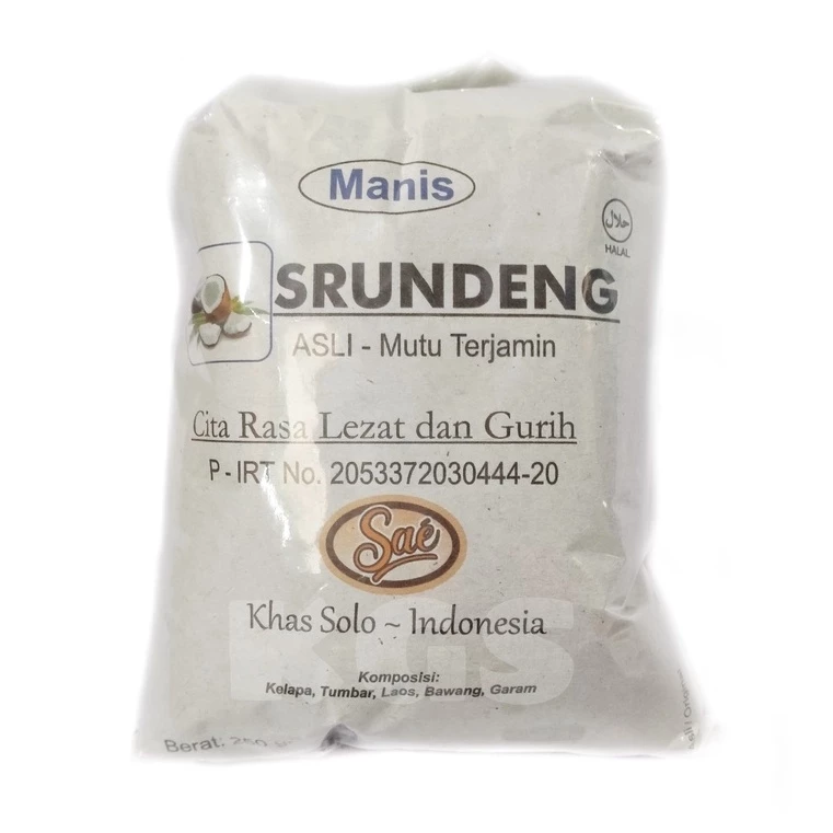 SERUNDENG SRUNDENG MERK SAE MANIS 250GR OLEH OLEH KHAS SOLO