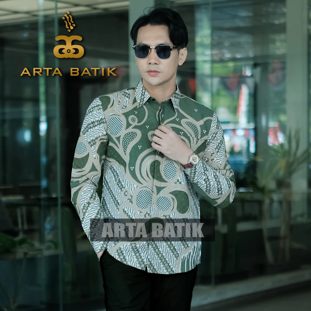 Gupita Sage Baju Batik Pria Premium Modern Bahan Katun Lengan Panjang Asli Solo Sragen Lapis Furing Slimfit Casual Formal Seragam Kerja Kantor Kondangan Motif Terbaru Kode AB1036PJ Arta Galeri