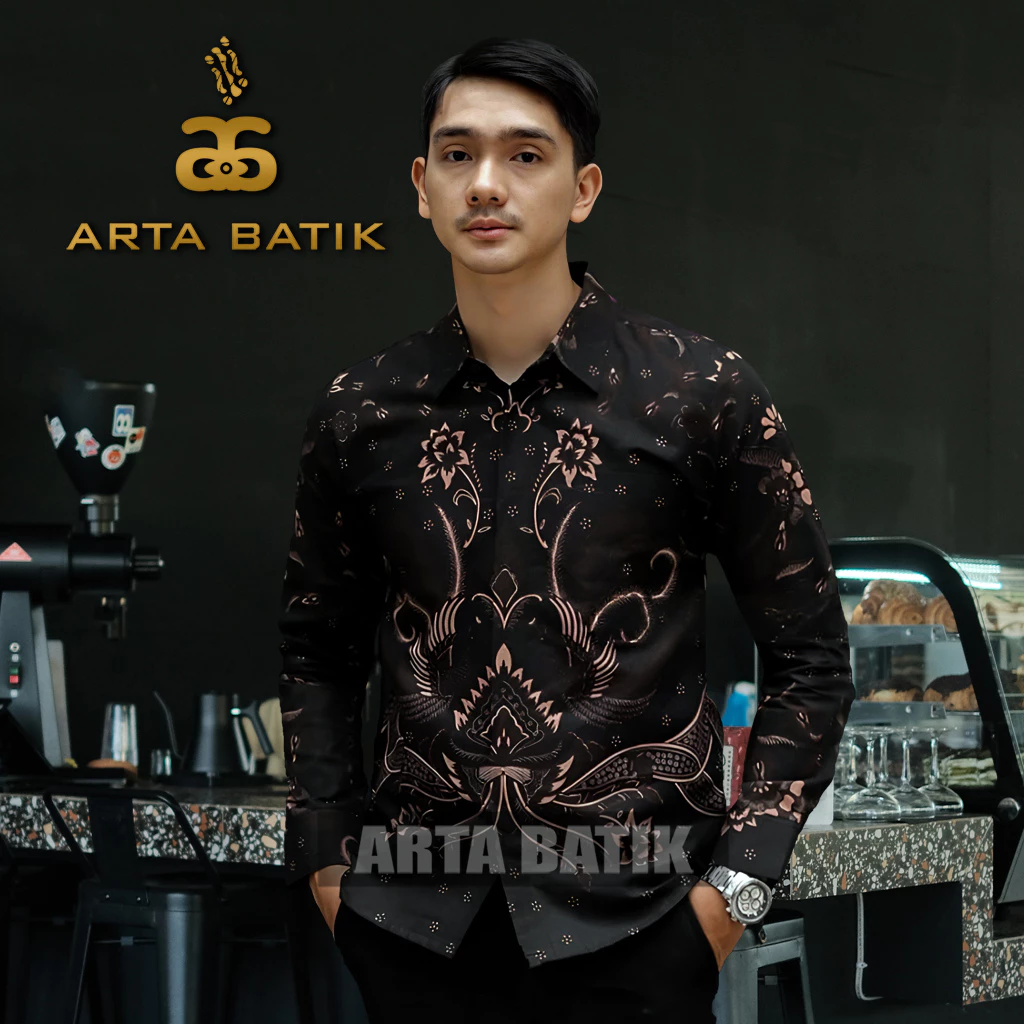 Sentani Baju Batik Modern Lengan Panjang Pria Premium Bahan Katun Asli Solo Sragen Lapis Furing Slimfit Casual Formal Seragam Kerja Kantor Kondangan Motif Terbaru Kode AB1008PJ Arta Galeri