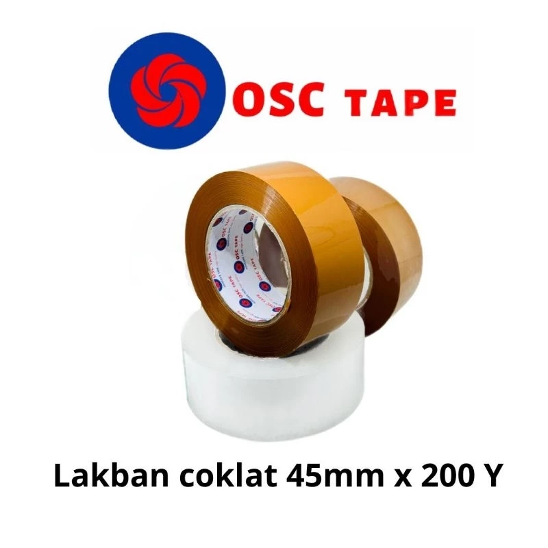 OSC TAPE LAKBAN BENING DAN COKLAT 45MM x 200YARD Bening Coklat SUPER REKAT KUAT TIDAK MUDAH ROBEK  KUALITAS SUPER PREMIUM / GROSIR PACKING KLATEN