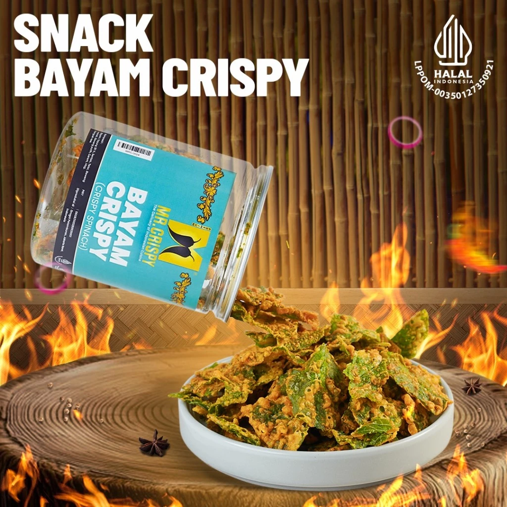 Bayam Crispy Mr.Crispy Halal LPPOM MUI 90g